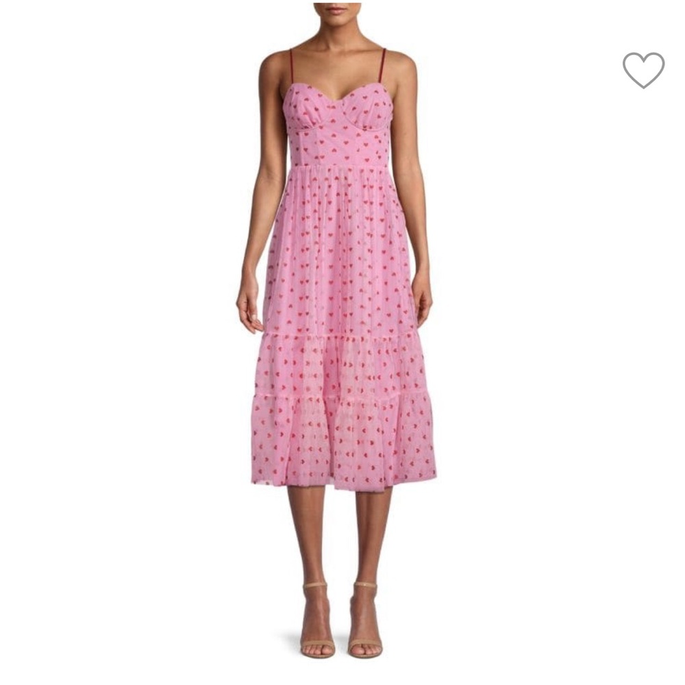 Betsey Johnson Foil-Printed Tiered Pink Sweetheart Dress NWT Sold Out Everywhere